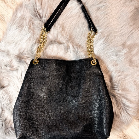 Michael Kors Black Shoulder Bag with Gold Accents - Picture 3 of 8